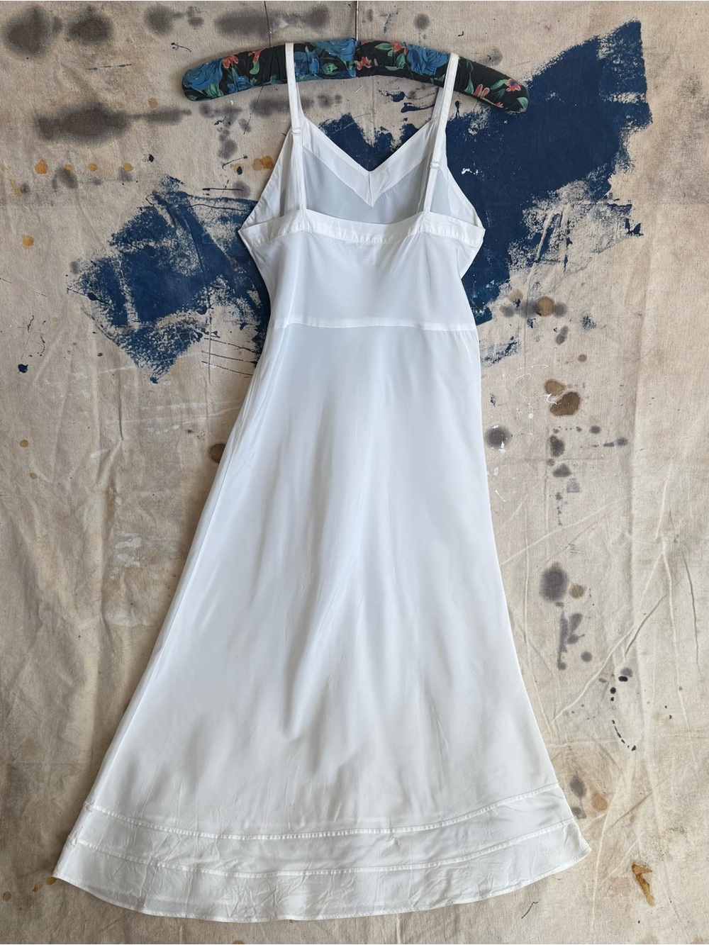 Vintage 50s White Semi-Sheer Coquette Cottage Taffeta Slip Dress ~ Size XS - Picture 2 of 9